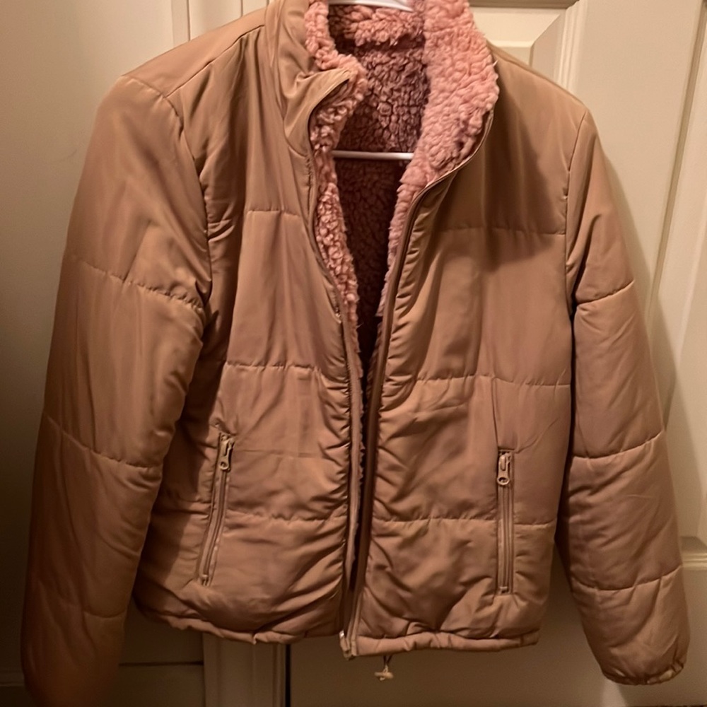 Forever21 beige/pink reversible jacket size small nwot